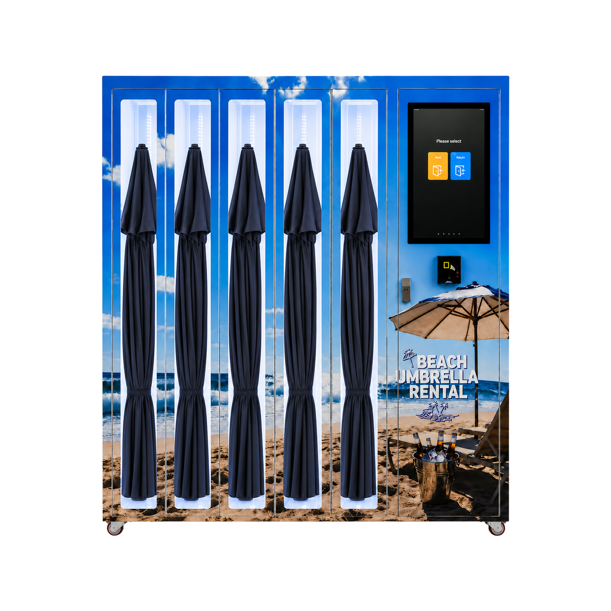 Smart Beach Umbrella Rental Machine with Touchscreen