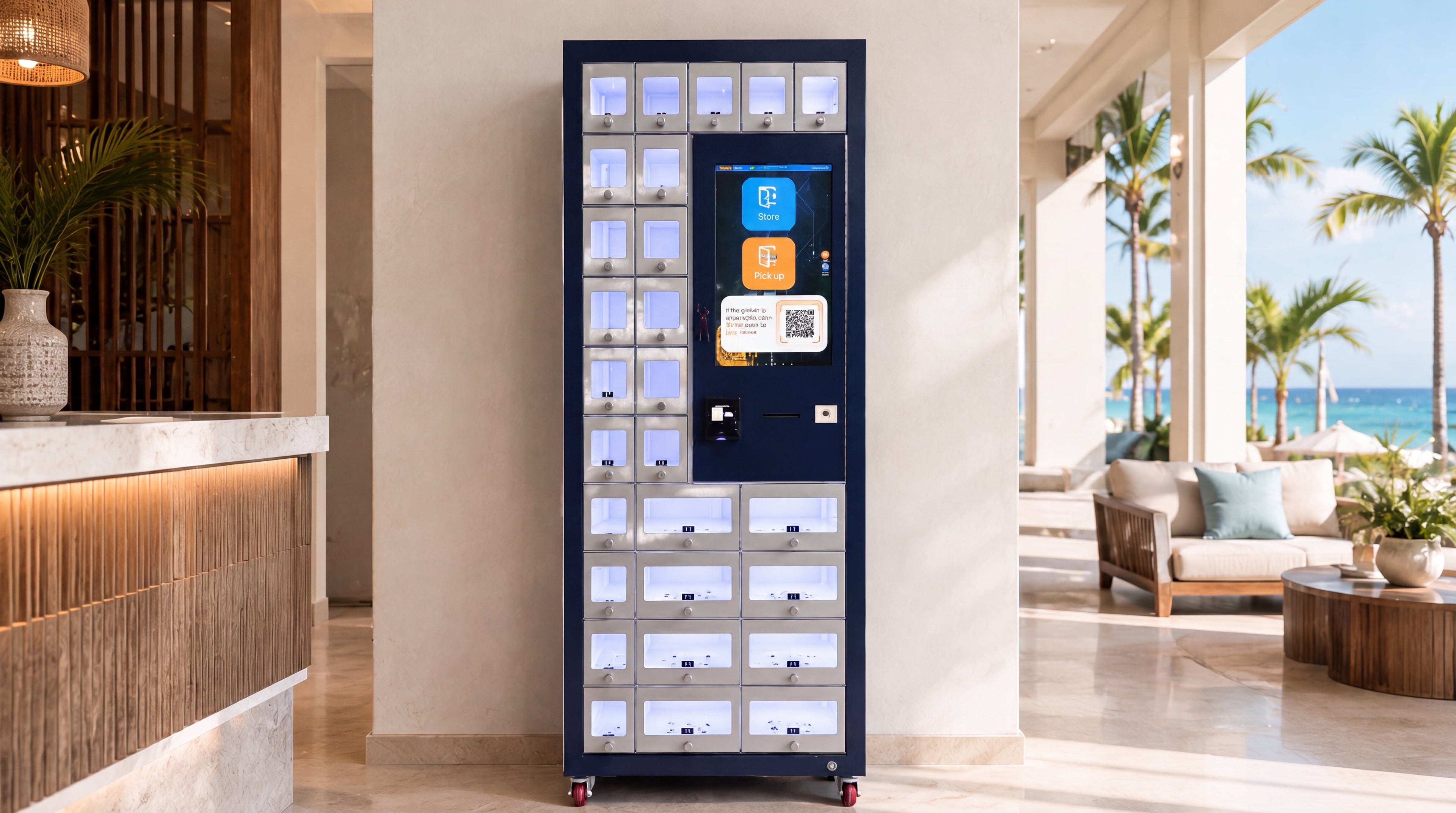 Cubby-style storage units for towels manufactured by WEIMI