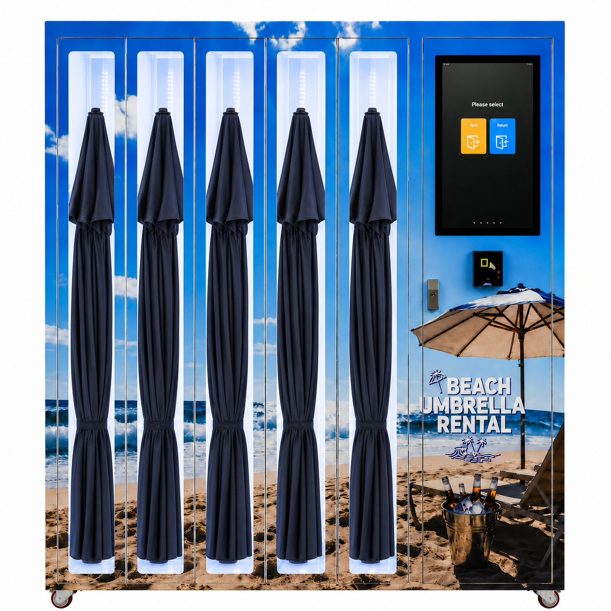 Smart Beach Umbrella Rental Vending Machine for Resorts and Beaches