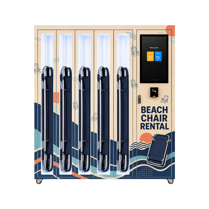 WEIMI 5-Locker Beach Chair Rental Vending Machine with Touch Screen and Card Reader