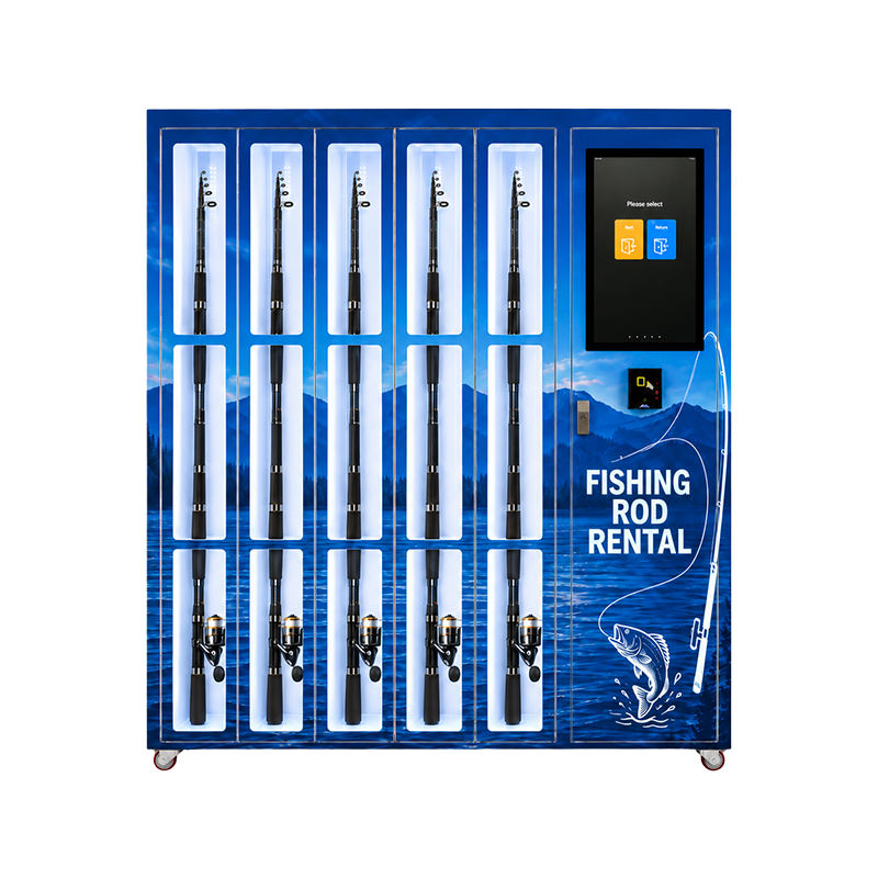 24/7 Smart Fishing Rod Rental Station with 5 Secure Lockers