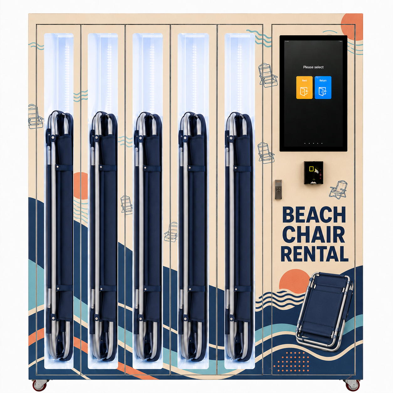 WEIMI 5-Locker Beach Chair Rental Vending Machine